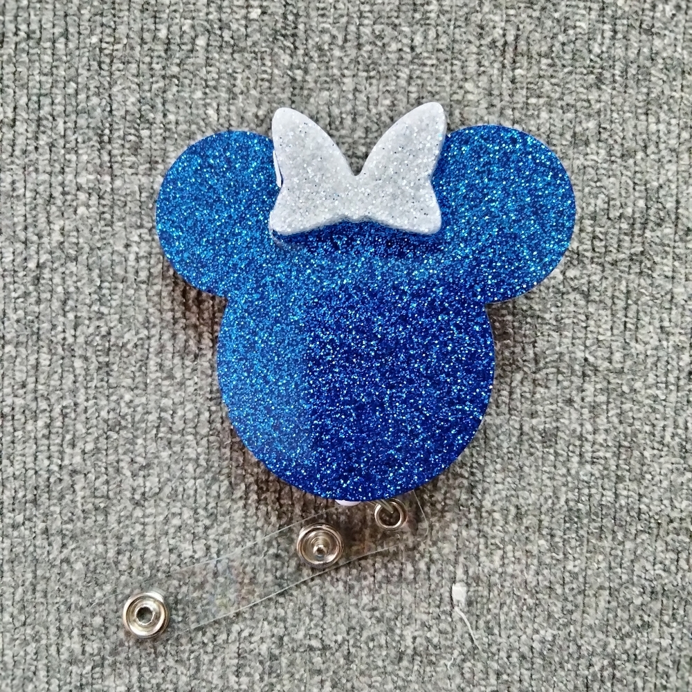 Customizable Minnie mouse head retractable name badge reel ID holder